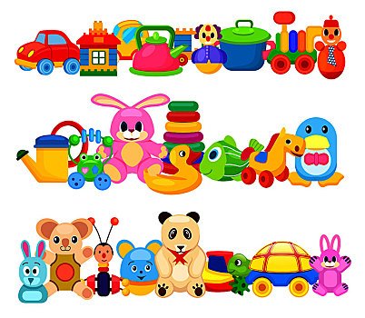 彩色,孩子,玩具,白色背景,背景,矢量,插画,橡胶,塑料制品,软,玩物,泰迪熊,运输,多样,动物,水,生物,教育,有趣