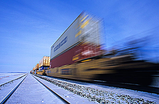 货运,容器,移动,列车,靠近,曼尼托巴,加拿大