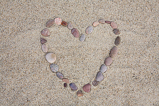 心形,鹅卵石,海滩