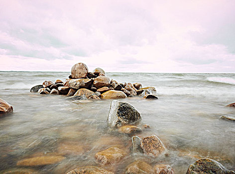 堆积,石头,海岸