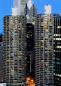 摩天大楼,城市,码头城市,芝加哥,伊利诺斯,美国