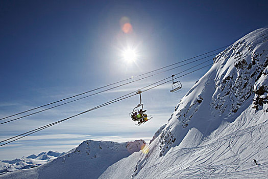 滑雪者,滑雪缆车,惠斯勒山,不列颠哥伦比亚省,加拿大
