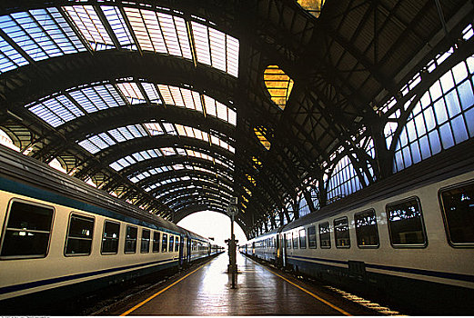 火车站,站台,米兰,意大利
