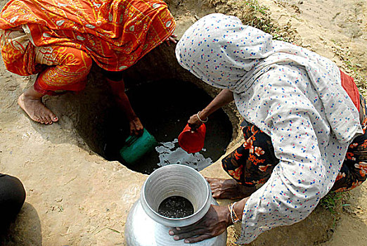 危机,饮用水,普通,现象,女人,风景,取回,水,市场,孟加拉,十月,2009年