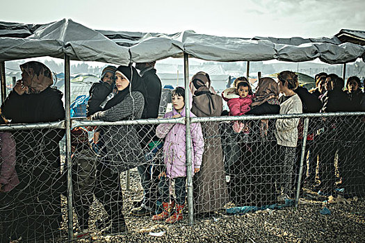 难民,露营,希腊,马其顿,边界,队列,食物,中马其顿,欧洲