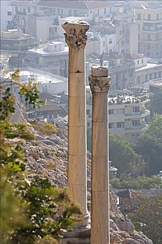 石头,柱子,雅典,希腊
