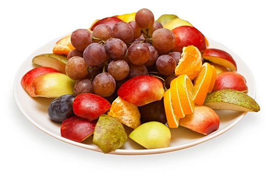 水果,盘子,隔绝,白色背景,背景