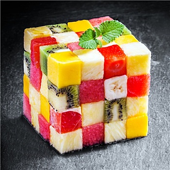 装饰,立方体,块状,新鲜,夏季水果