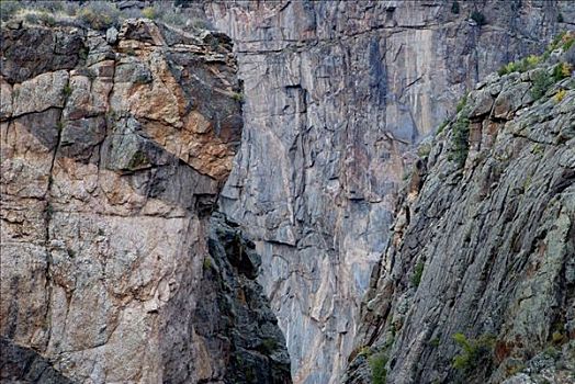 俯拍,峡谷,黑色,国家公园,科罗拉多,美国