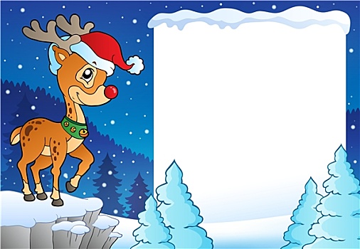 雪,框,圣诞节,驯鹿