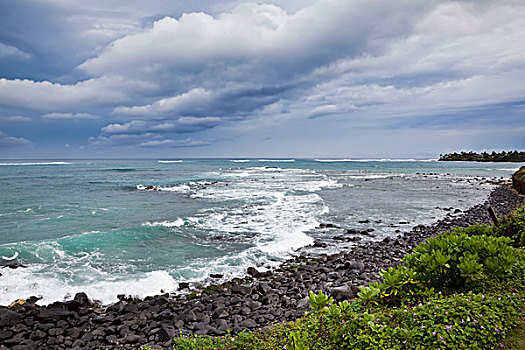 北海岸,海浪,乌云,靠近,毛伊岛,夏威夷