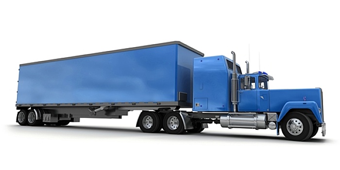侧面图,大,蓝色,拖车,卡车