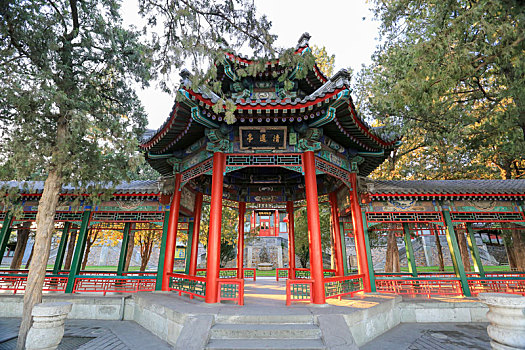 北京皇家园林颐和园长廊清遥亭