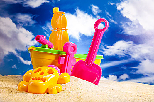 彩色,塑料制品,玩具,海滩