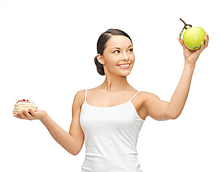 运动,女人,苹果,蛋糕
