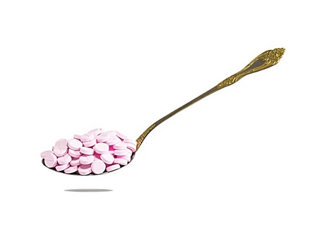 粉色,药丸,勺子