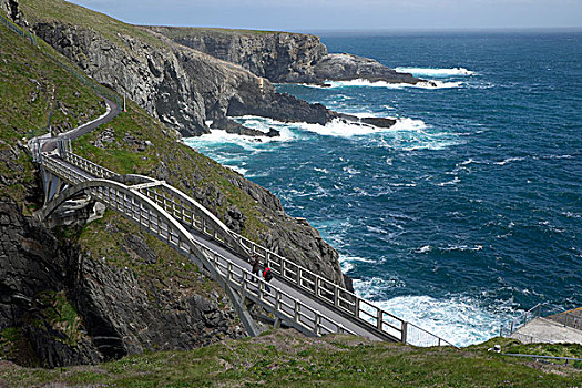 悬崖,吊桥,头部,西南方,爱尔兰,科克郡,欧洲