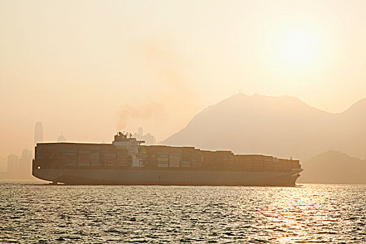 中国,香港,集装箱船,香港岛