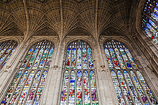 英格兰,剑桥郡,剑桥,大学,小教堂,彩色玻璃窗