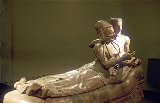 石棺,倚靠,伴侣,意大利,公元前6世纪,艺术家,未知