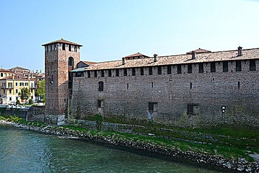维罗纳,古老,城堡,河,意大利