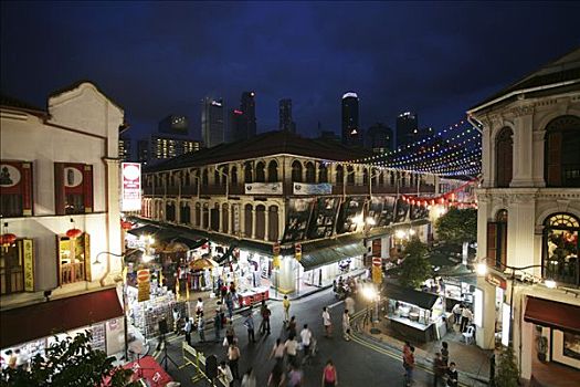 新加坡,唐人街,商店,餐馆,街道