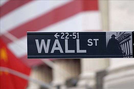 华尔街,路标,纽约股票交易所,金融区,曼哈顿,纽约,美国