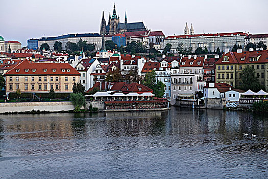 港口,场景,大教堂,背景,布拉格,捷克共和国