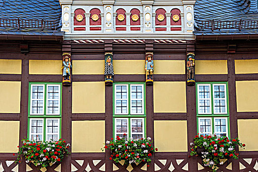 半木结构房屋,哈尔茨山,萨克森安哈尔特,德国,欧洲