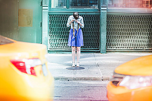 女人,摄影,街上,纽约,美国