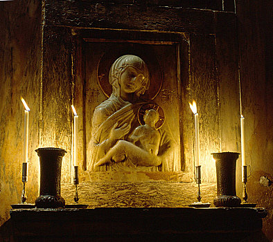 大理石,浮雕,圣马科,威尼斯,照亮,烛光