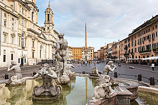 喷泉,四个,河,纳佛那广场,梵蒂冈,罗马