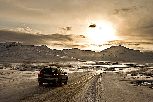 汽车,驾驶,雪路,冰岛