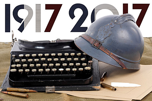 法国,军事,头盔,第一次世界大战,老,打字机