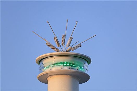 灯塔,固定,火,右舷,绿色,蓝色,钟点,港口,汉萨同盟城市,德国,欧洲
