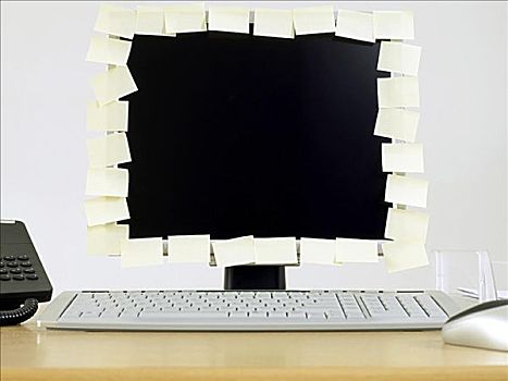 粘结,笔记,遮盖,边缘,电脑显示器