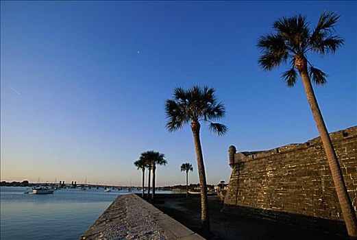城堡,水岸,国家纪念建筑,佛罗里达,美国