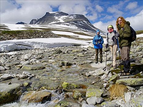 远足者,顶峰,风景,山谷,国家公园,挪威,斯堪的纳维亚,北欧