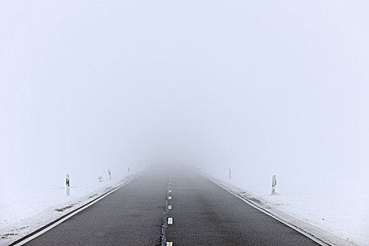 公路,重,雾,冬天