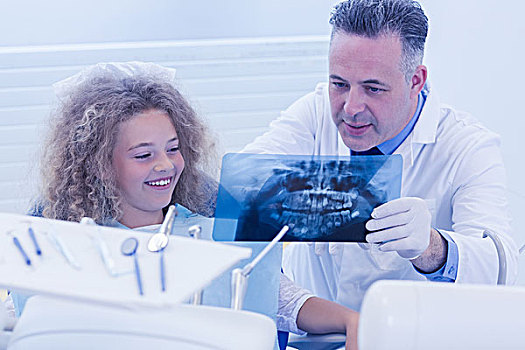 儿科,牙医,解释,孩子,x光,牙科诊所
