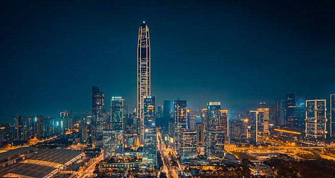 中国广东深圳福田中心区都市夜景