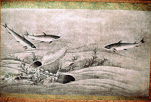 日本,绘画,鱼,艺术家,未知