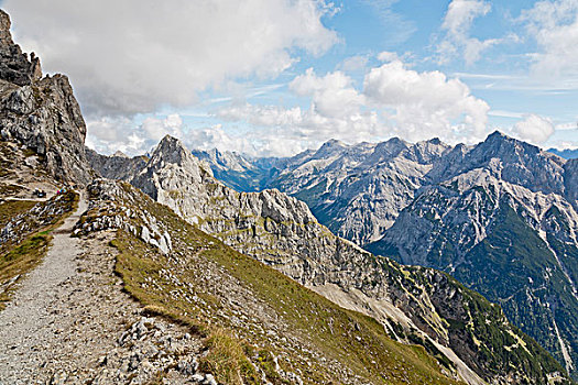 徒步旅行,山峦,阿尔卑斯山,巴伐利亚,德国,欧洲