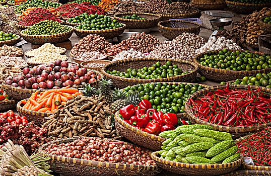 蔬菜,市场,河内,越南