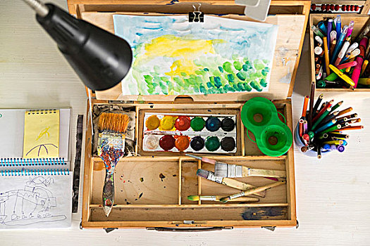盒子,绘画,上油漆,种类,彩笔,工具