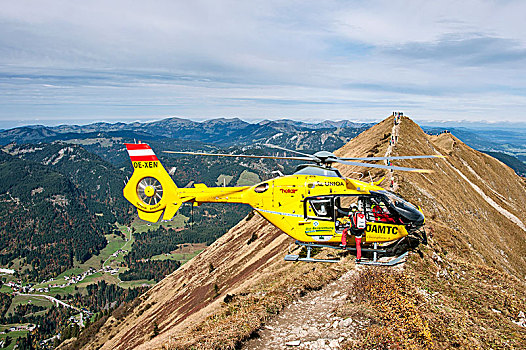 山,救助,直升飞机,山脊,克莱恩瓦泽泰,奥地利,欧洲