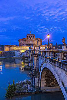 欧洲,意大利,罗马,圣天使桥,黎明,桥,朝圣,圣彼得大教堂,大幅,尺寸
