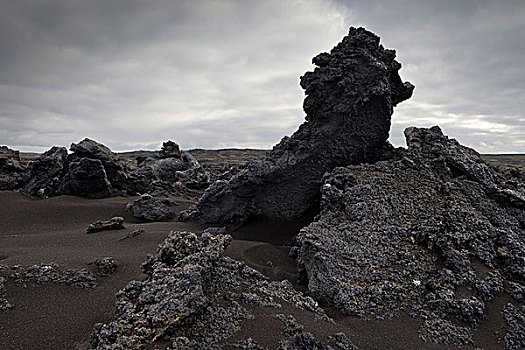 黑沙,堆积,火山岩,南方,半岛,雷克雅奈斯,冰岛,欧洲