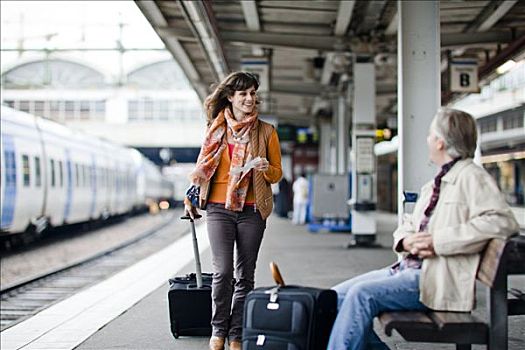 一个,男人,女人,站台,火车站,瑞典