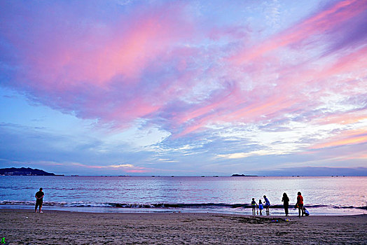 海滨,日落,彩霞